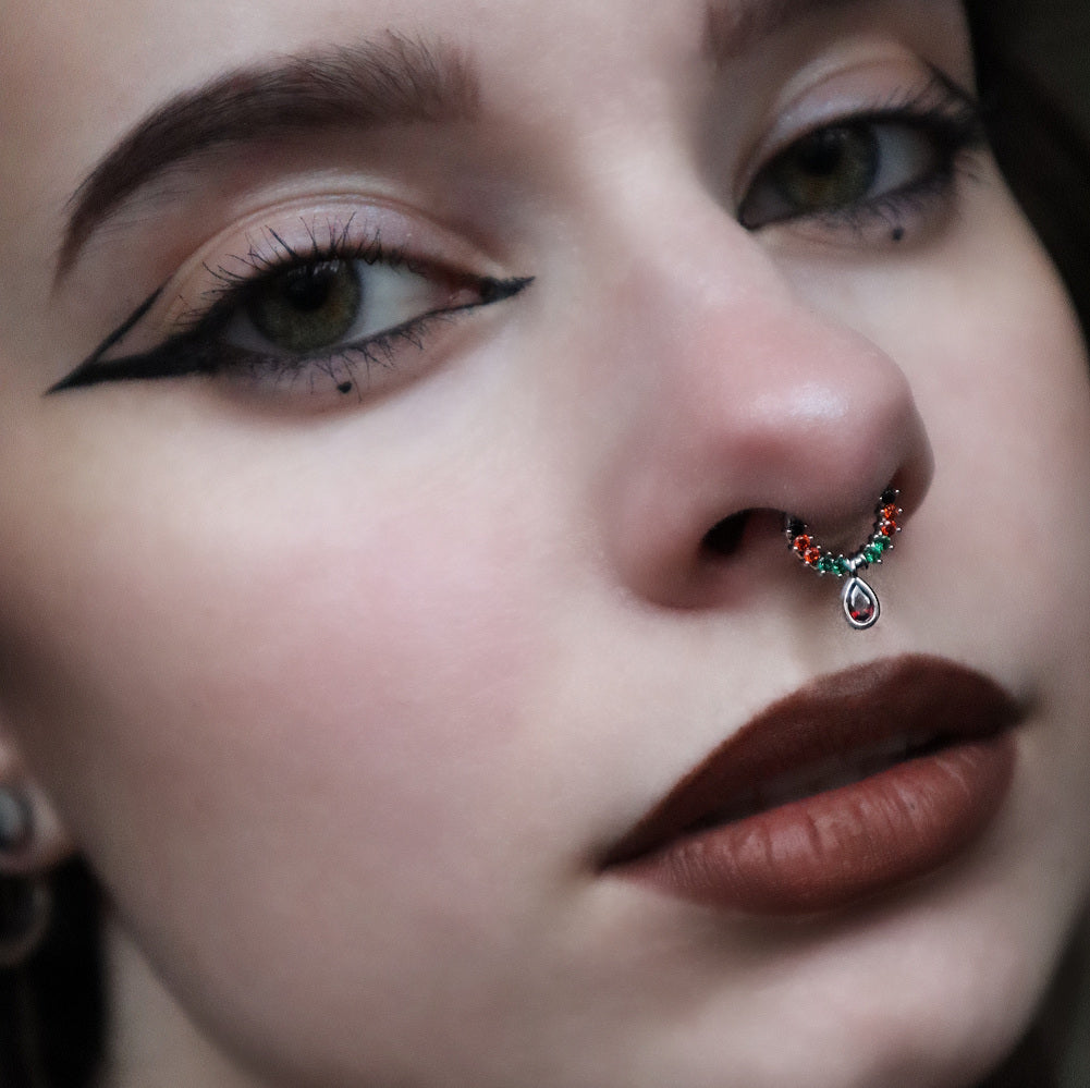 16G Mysterious Gem Hinged Segment Septum Ring