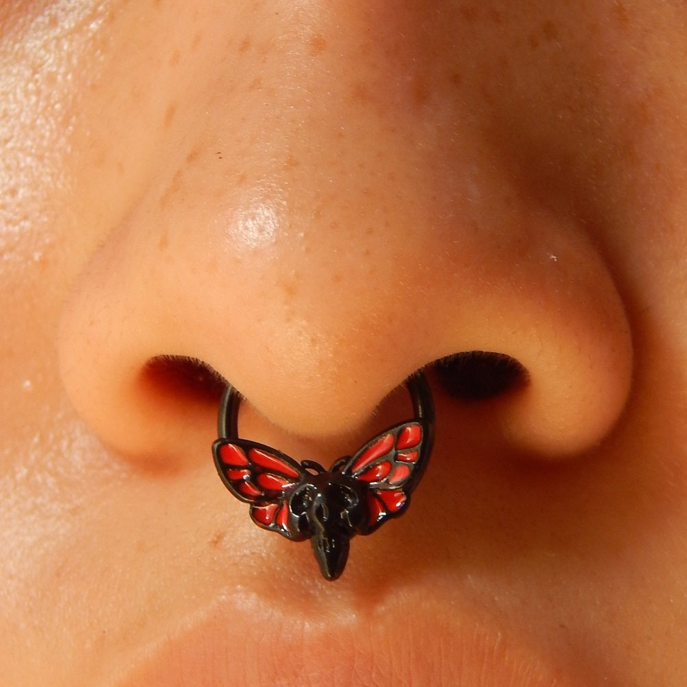 16G Skull Moth Hinged Segment Septum Ring