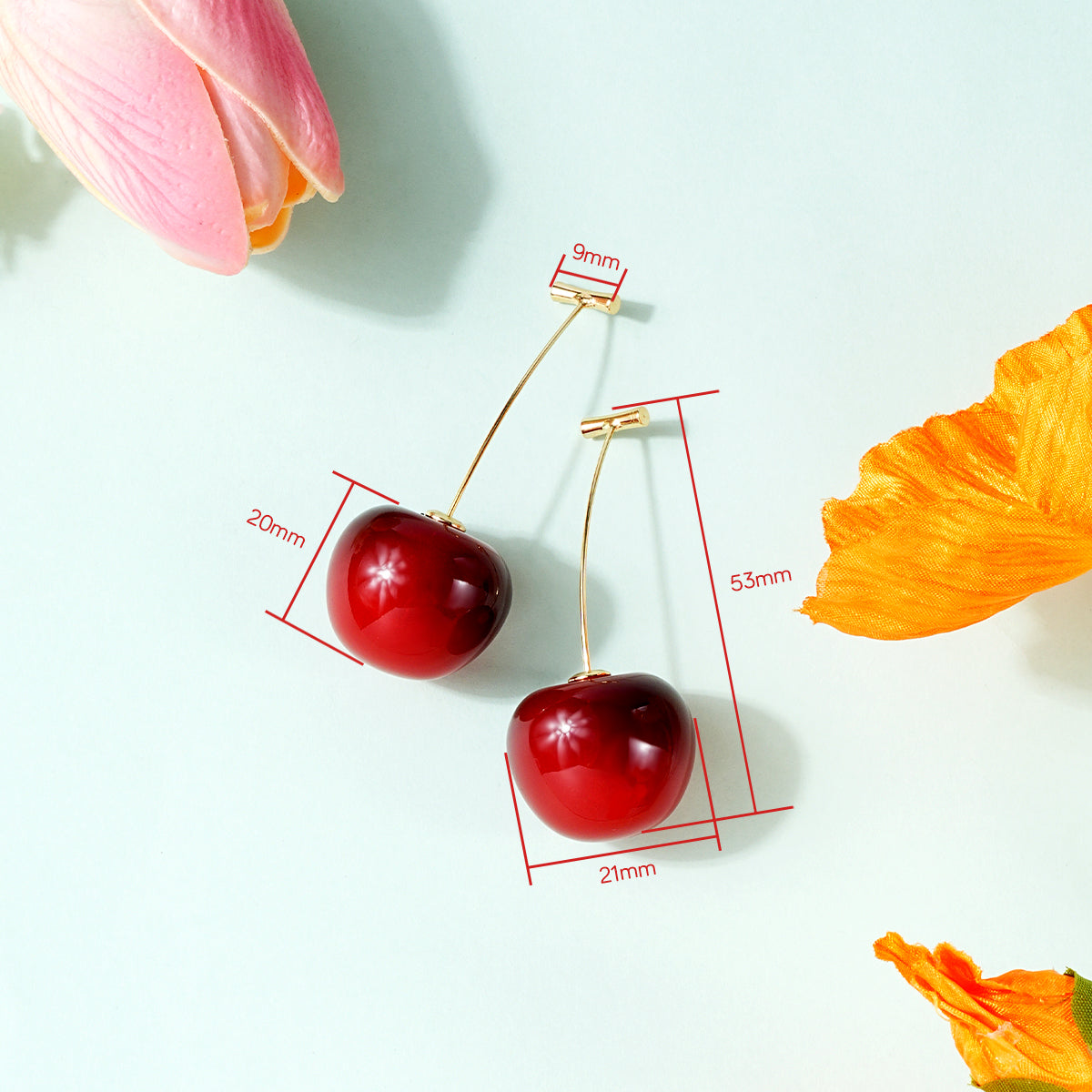 Oufer Sweet Cherry Threadless Push In Drop Earring