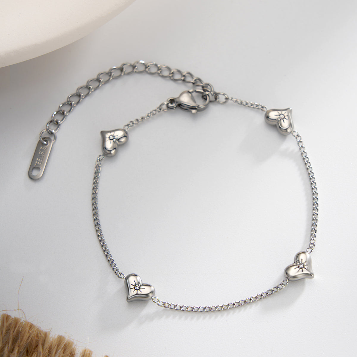 Bubble Heart CZ Stud Earring Bracelet Necklace Set