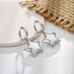 Oufer Stainless Steel Water Safe Bubble Star Hand Polish Charm Dropped Hoop Earring