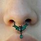 16G Glow in the Night (Only Green) Dangle Bat Hinged Segment Septum Ring