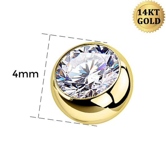 Boule CZ en or 14K Anneaux de ventre 14G Boule CZ 14G