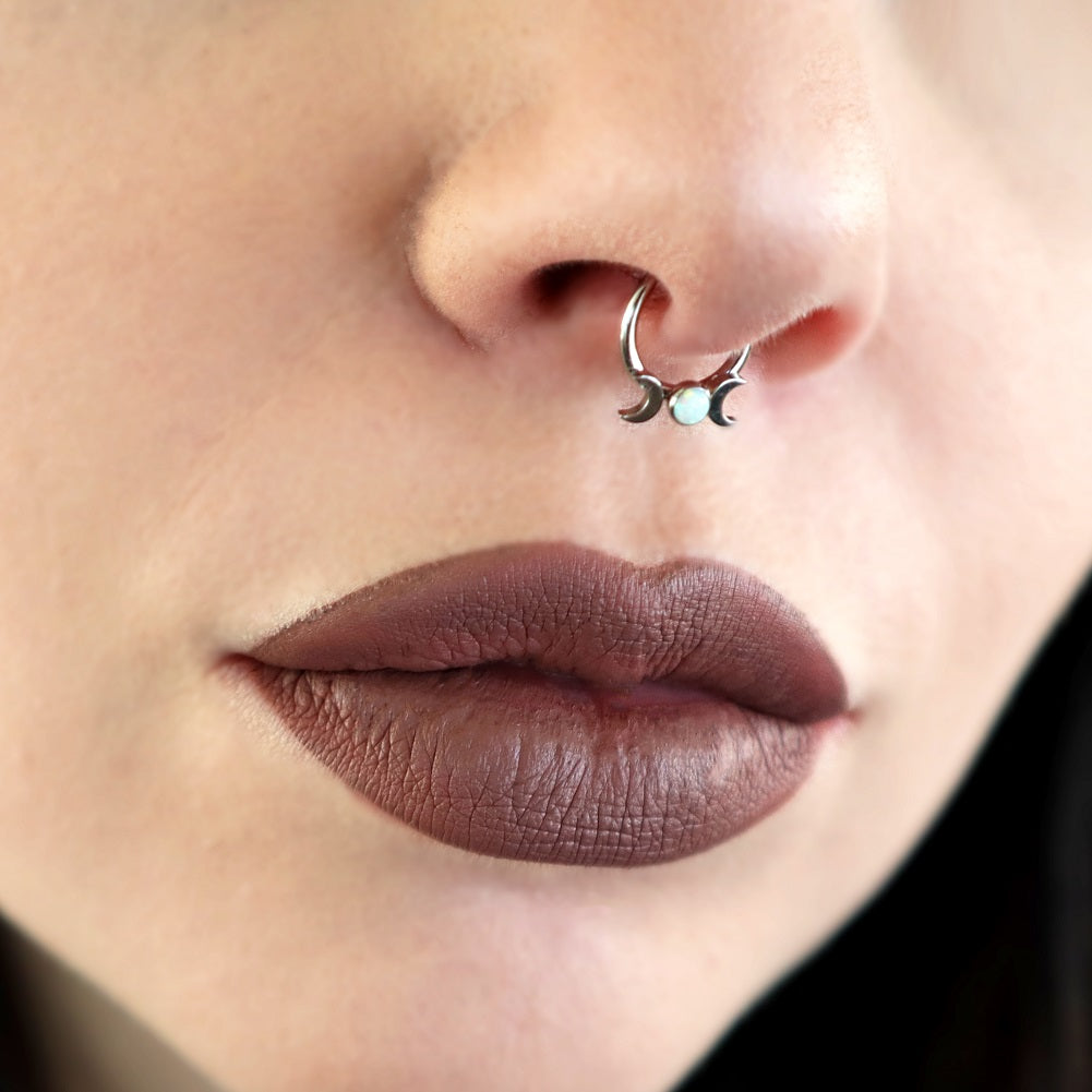 16G/14G Moon Phase Hinged Segment Septum Ring