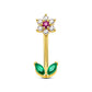 16G CZ Gem Flower Curved Barbell Rook Earring