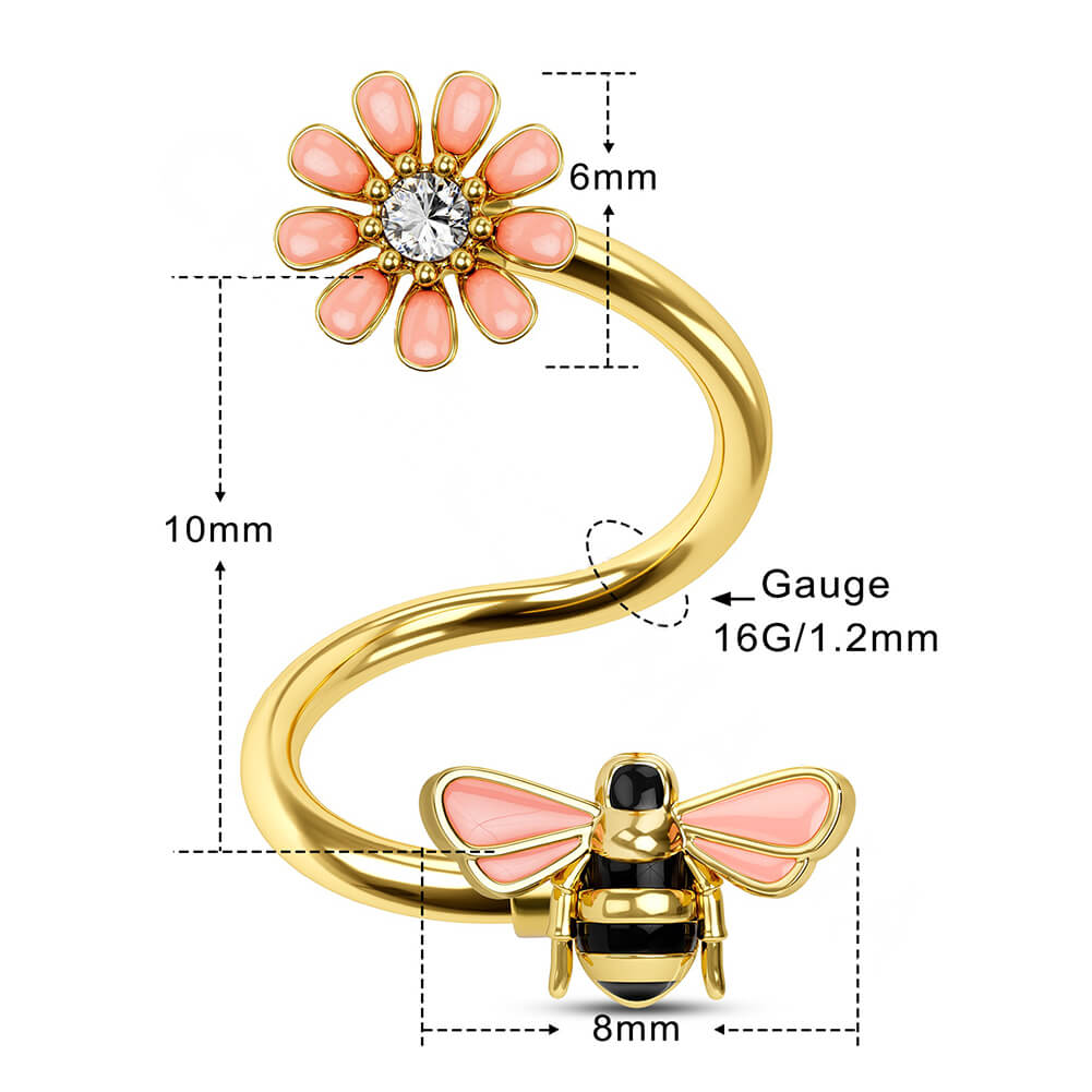 16g bee helix earring