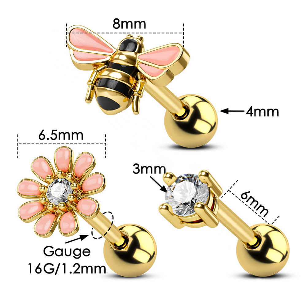 16g flower cartilage earring