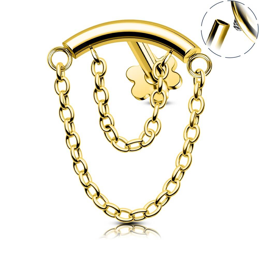 internally threaded cartilage chain earring