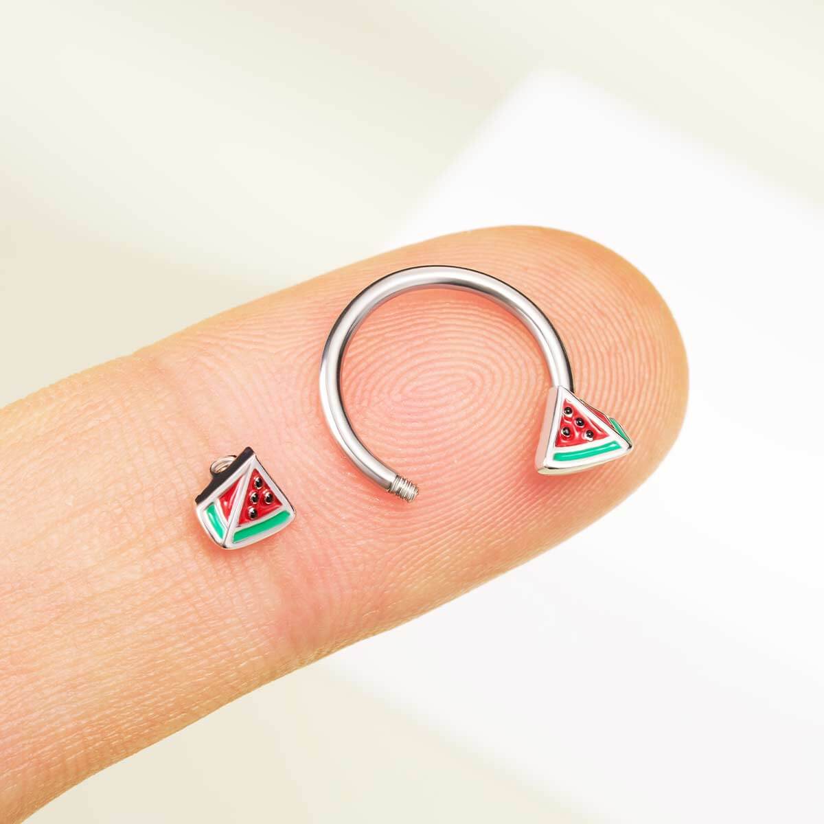 16G Watermelon Slice Horseshoe Septum Ring