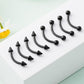 16G 8PCS Balls and Spikes Rook Eyebrow Ring Curved Bar Set