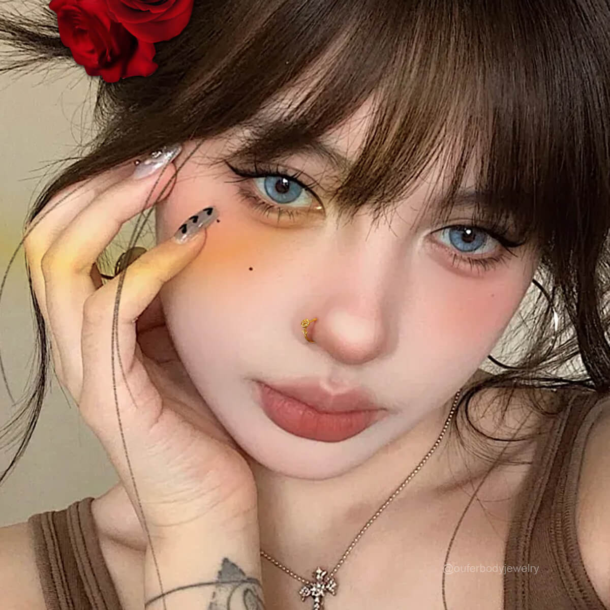 gold rose nose piercing