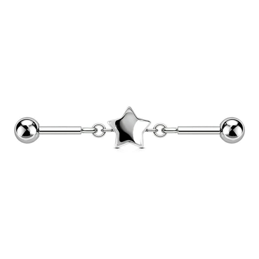 star industrial piercing barbell