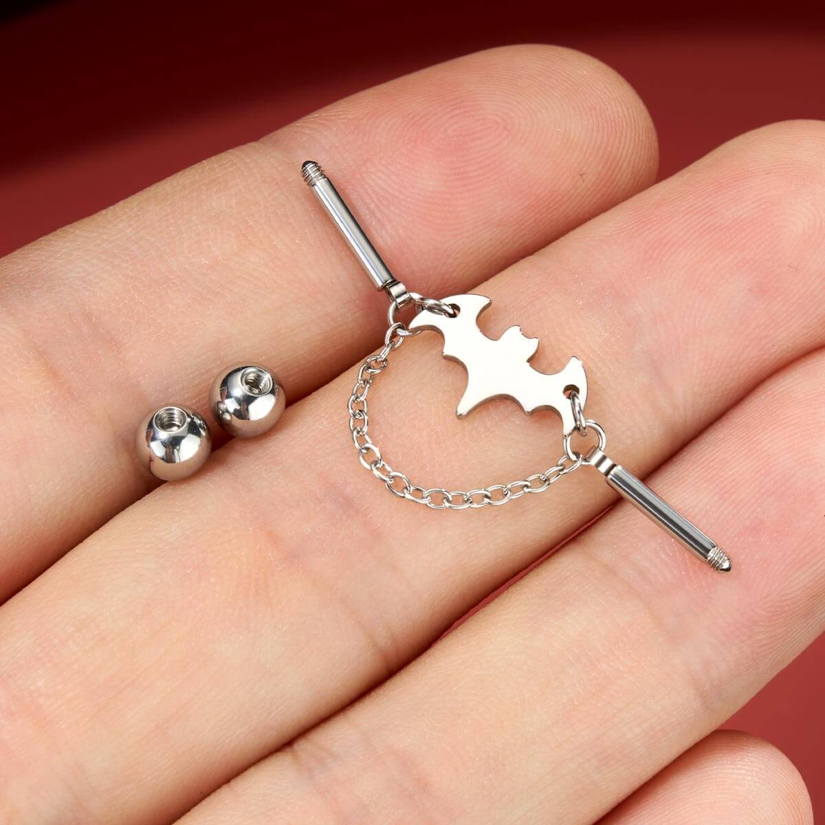 14G Bat Chain Dangle Industrial Barbell