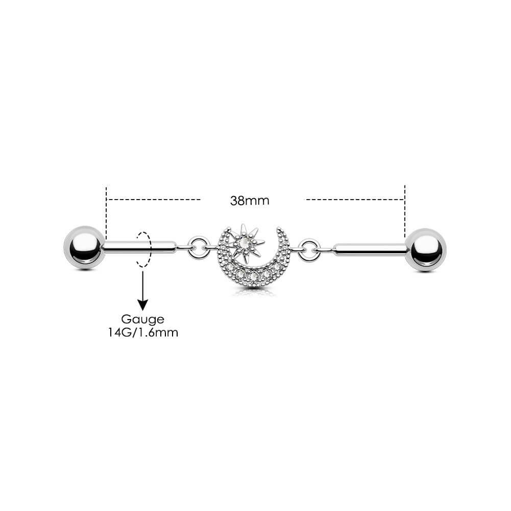 38mm ear piercing industrial bar