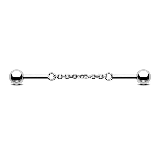 14G 316L Stainless Steel Simple Chain Industrial Barbell