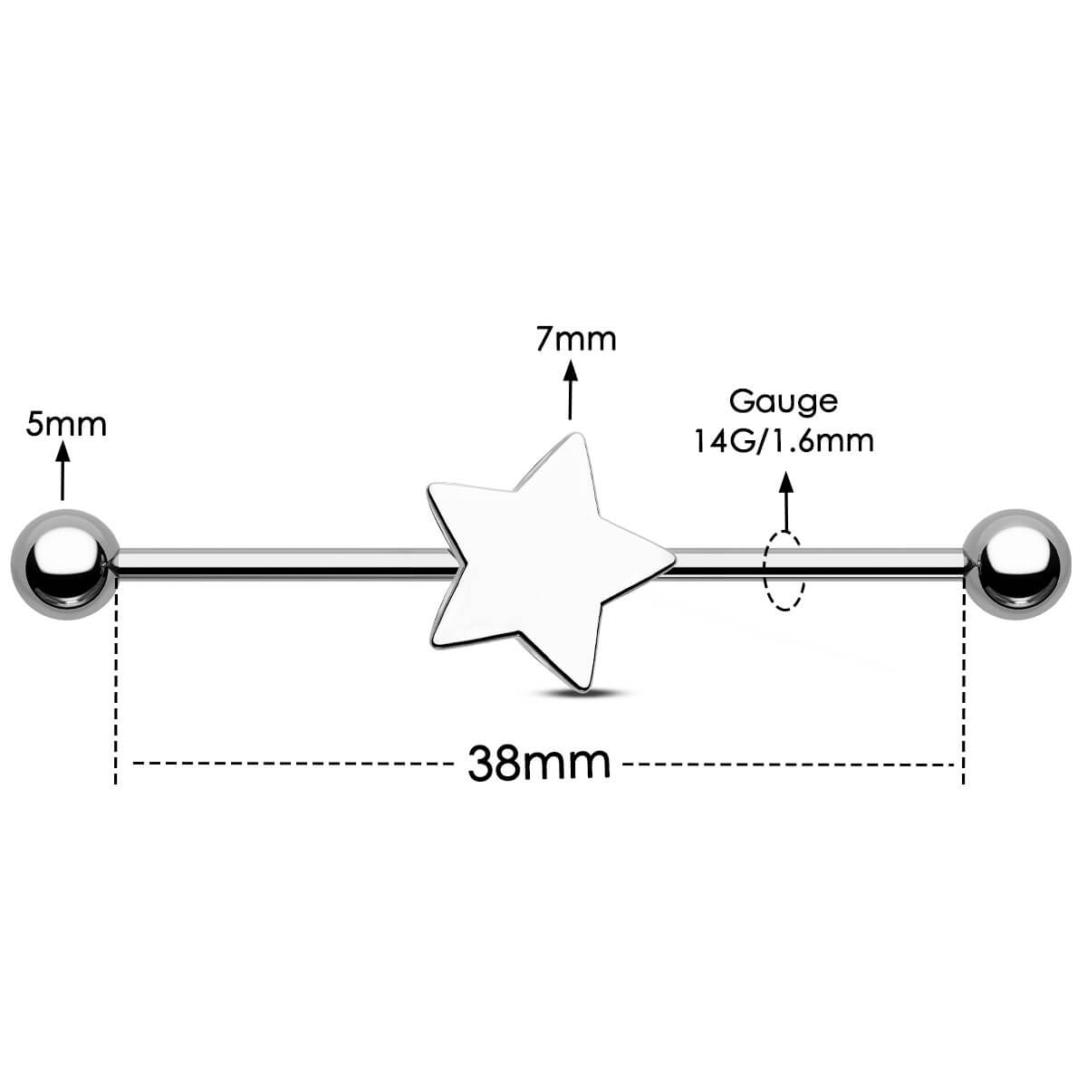 14G Star Industrial Barbell