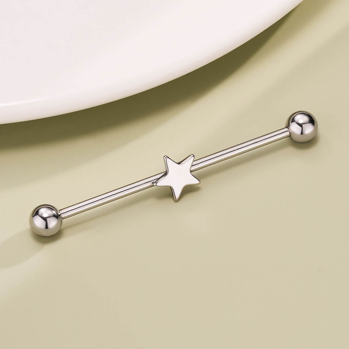 oufer star industrial piercing barbell