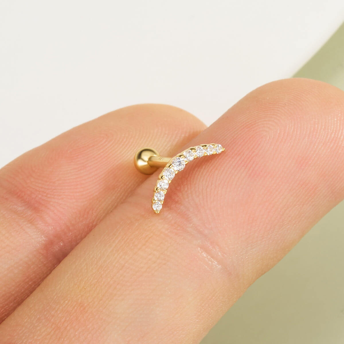 14k gold curved cartilage earring