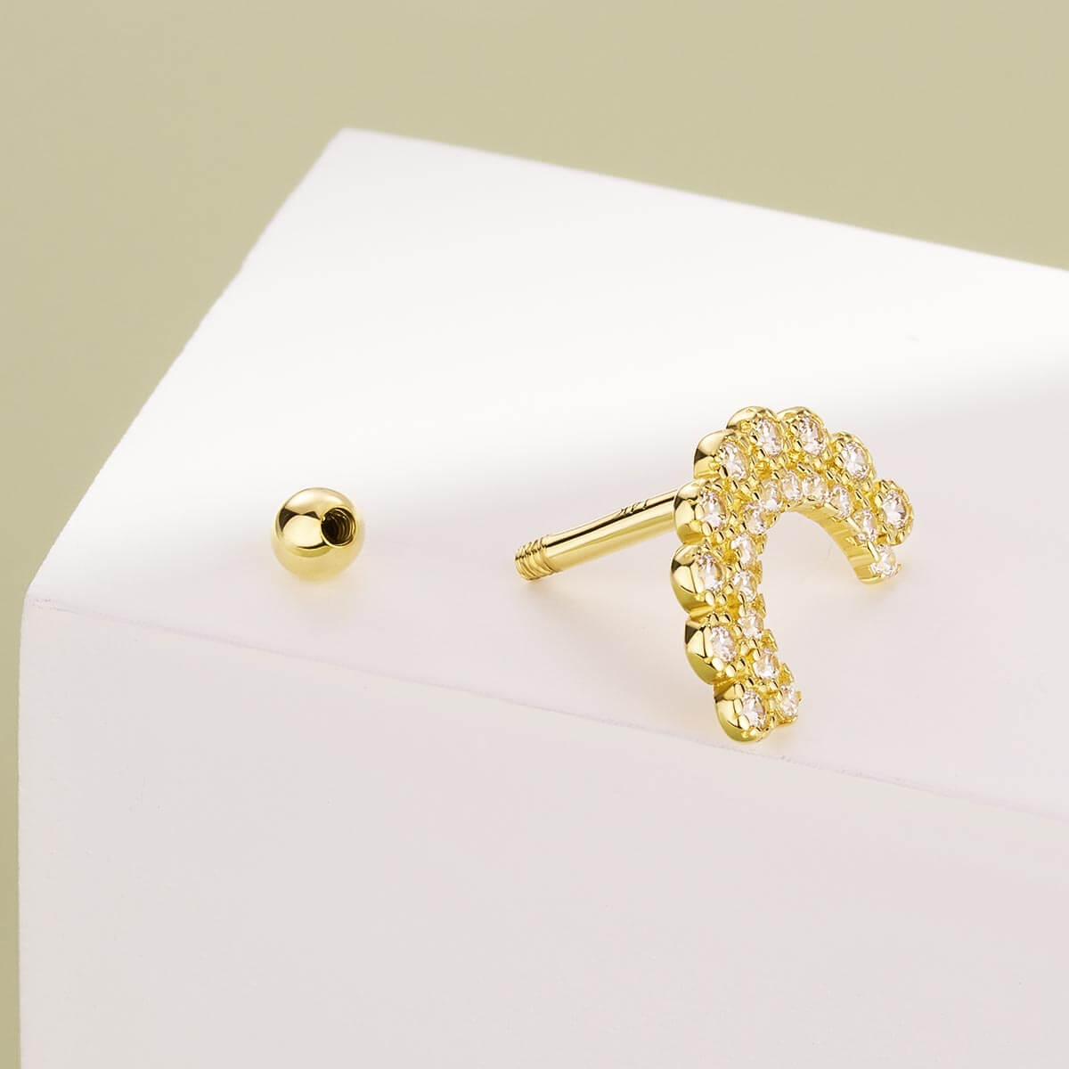 Or 14K Fleur Helix Conch Stud 16G Cartilage