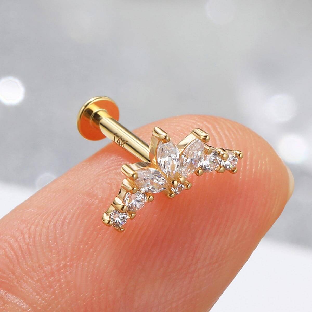 internally threaded gold cartilage stud