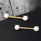 14K Gold Nipple Ring 2PCS Set Opal Nipple Piercing Barbell