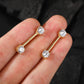 14K Gold 14G Round CZ 2Pcs Nipple Barbell Rings