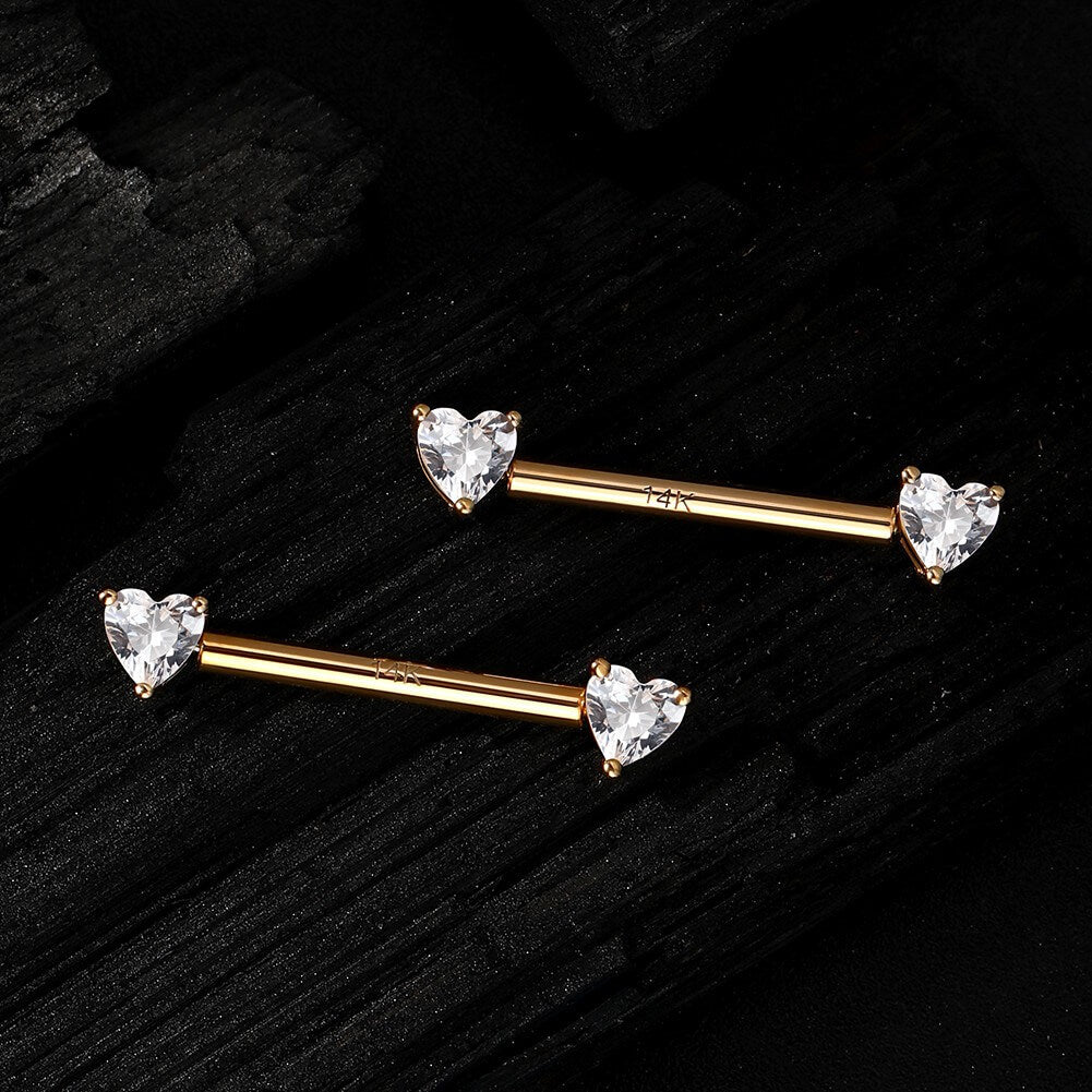 oufer 14k gold threadless nipple bars