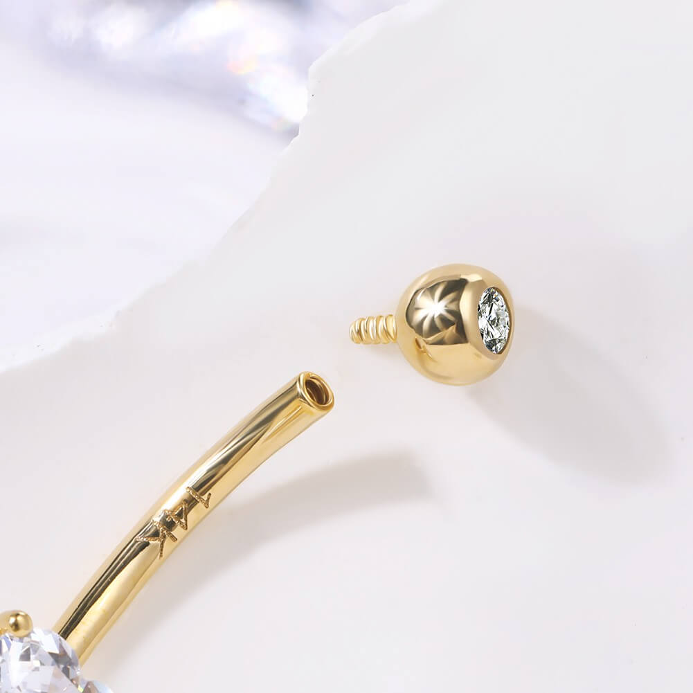 internally threaded real gold belly ring