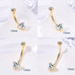 14K Gold Heart CZ Internally threaded 14G Belly Button Ring