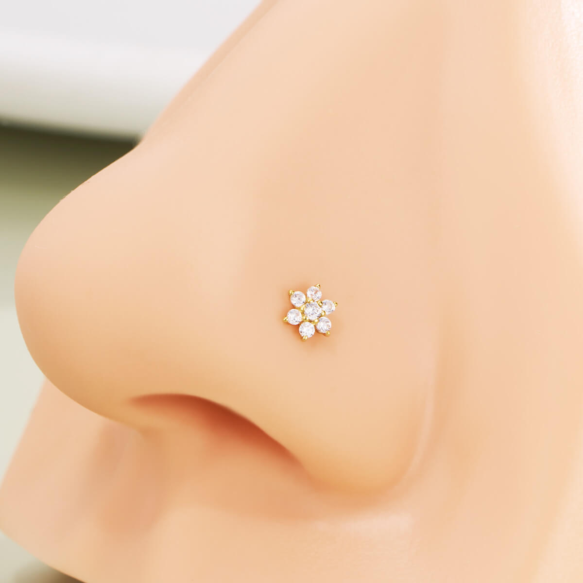 crystal flower nose bone stud