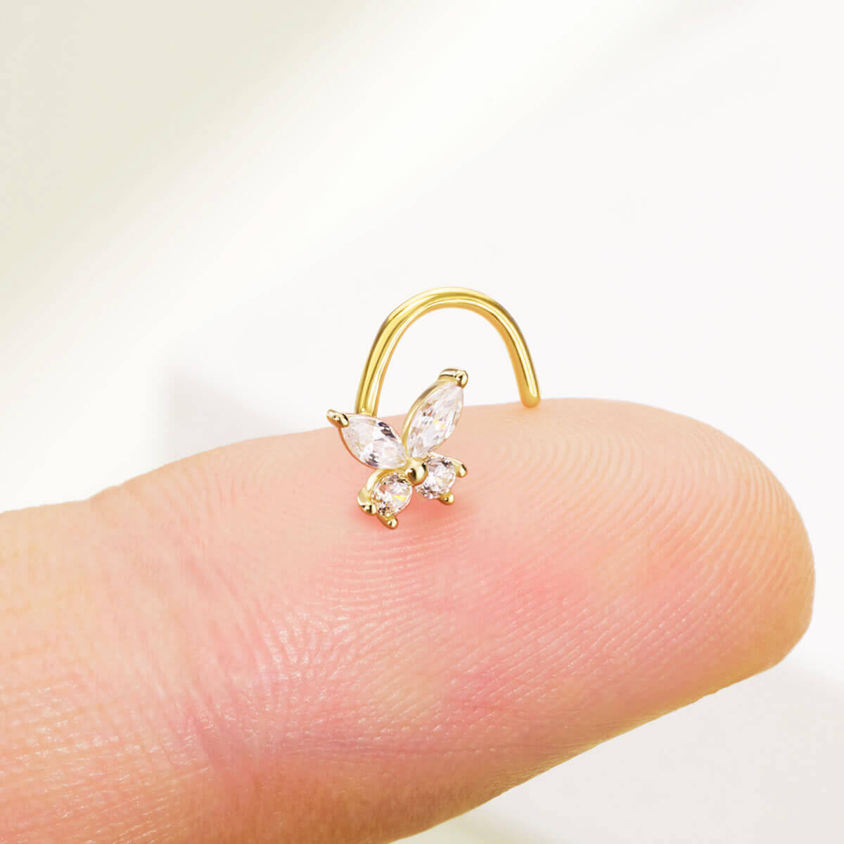 14k gold butterfly nose stud