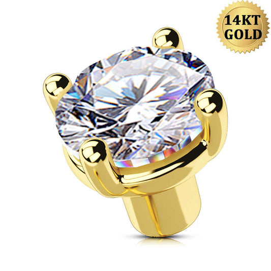 Or 14K Clear CZ Boule de remplacement 14G Anneaux de ventre Boule 14G CZ