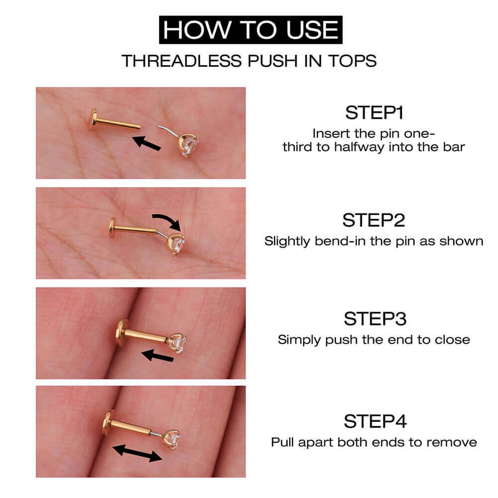 how to use threadless labret stud