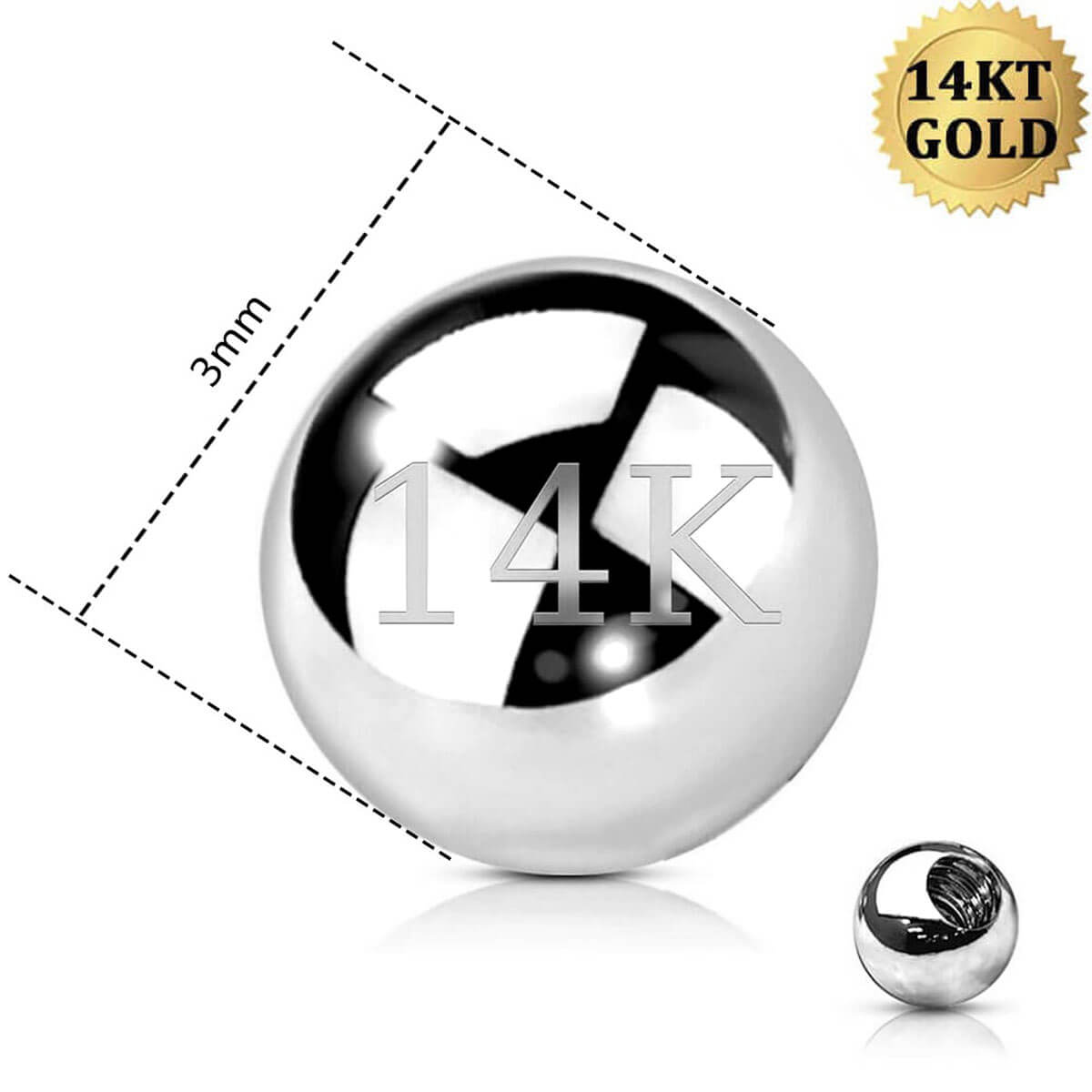 3mm white gold replacement ball