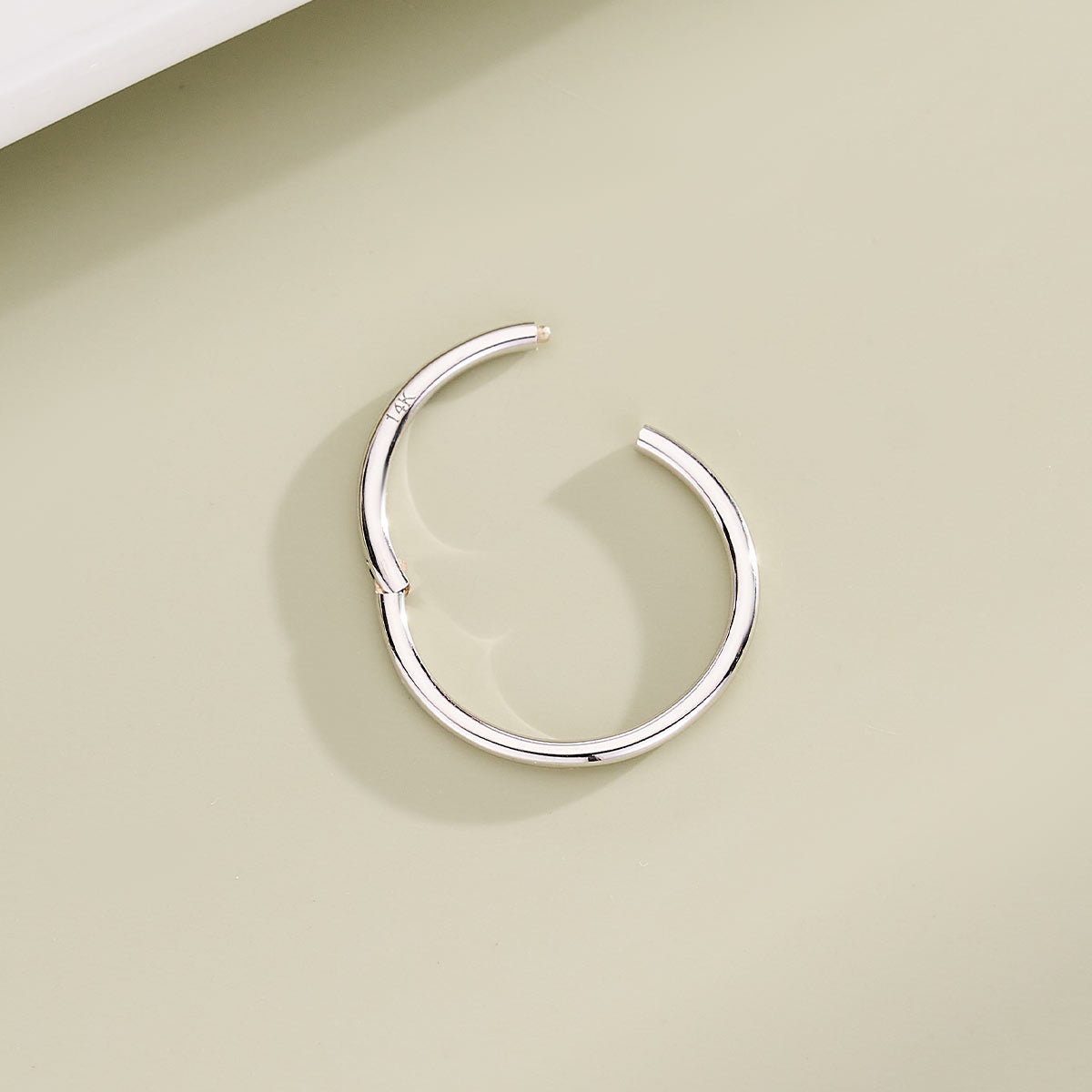 14K White Gold 18G Nose Hoop Ring