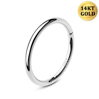 14K White Gold 18G Nose Hoop Ring