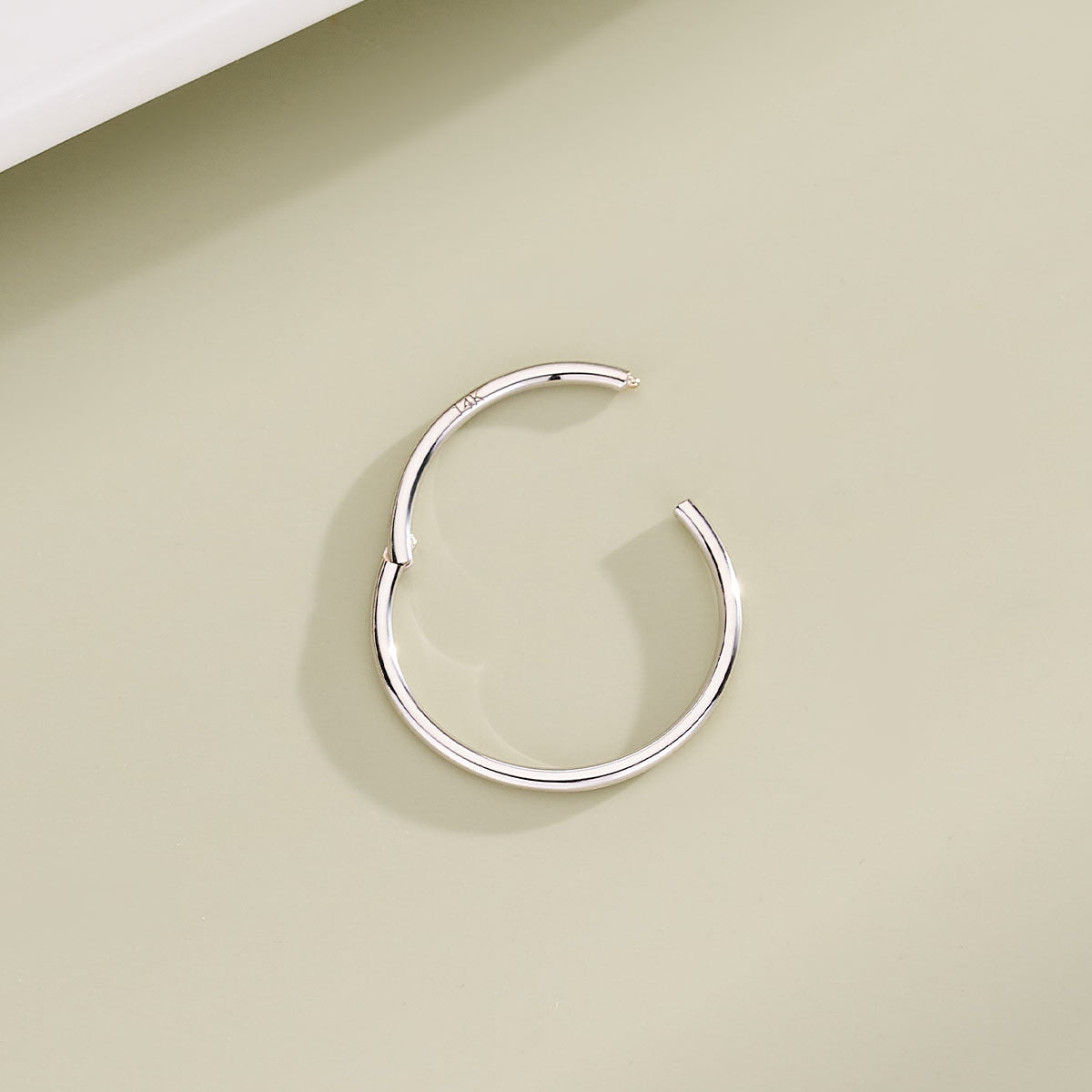 14K Solid White Gold 20G Minimalist Nose Hoop Ring