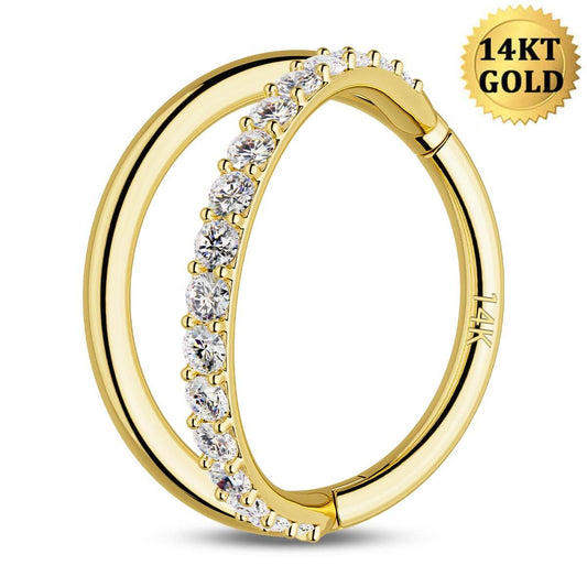 14k gold double cartilage piercing hoops