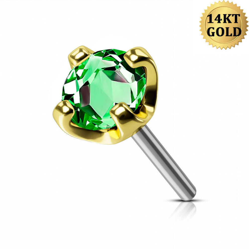 14k gold green stud