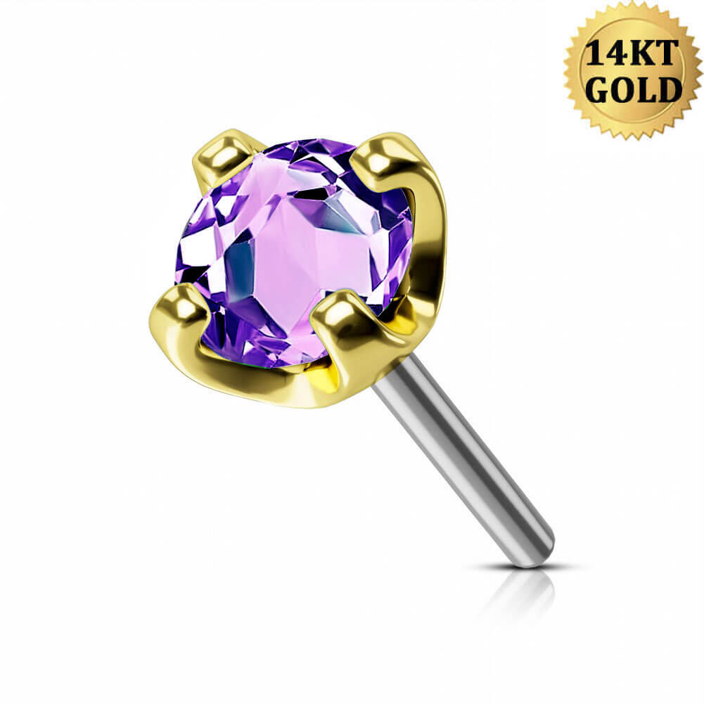 14k gold purple stud