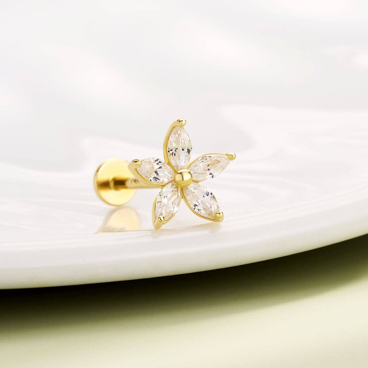 CZ flower nose stud