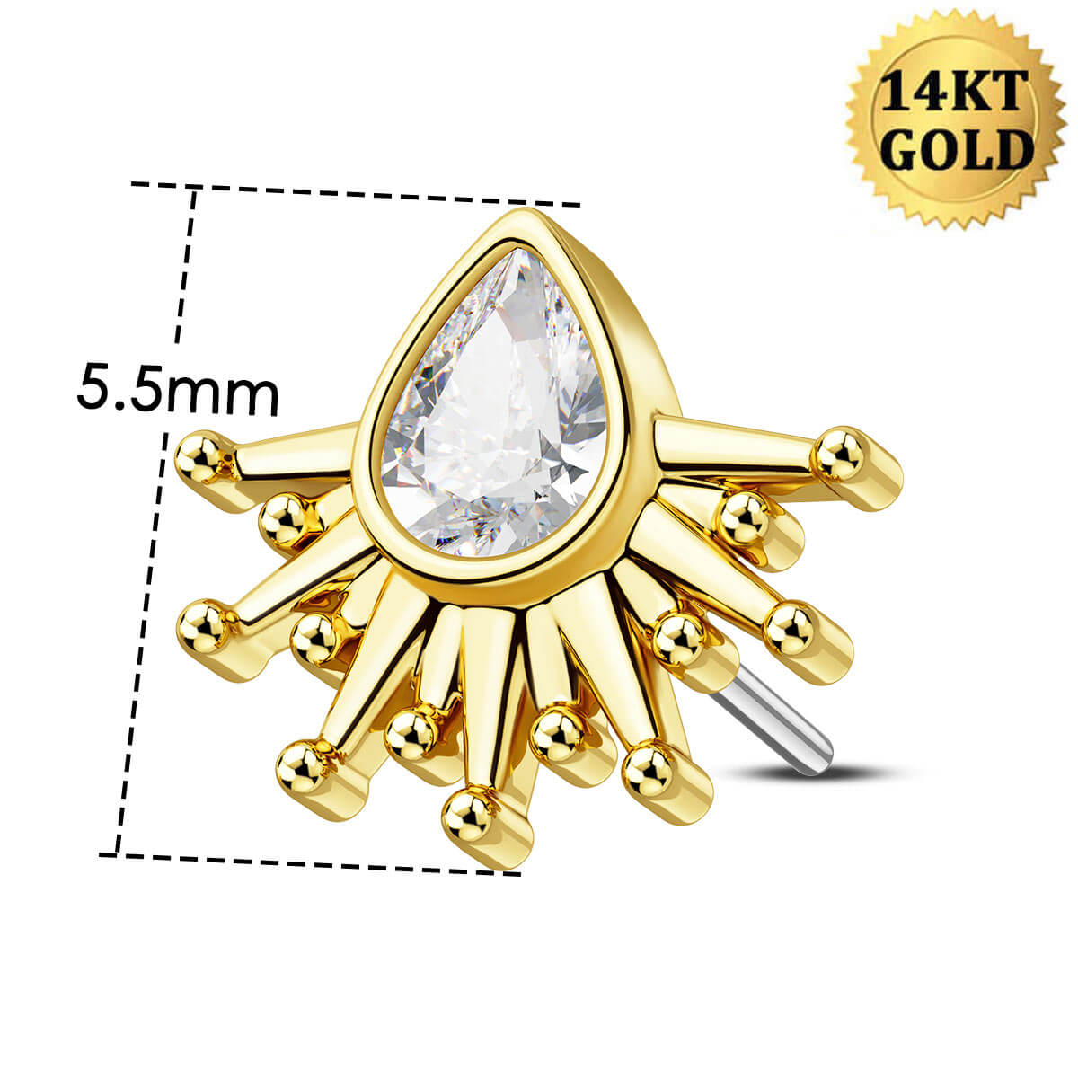 14k sunburst stud