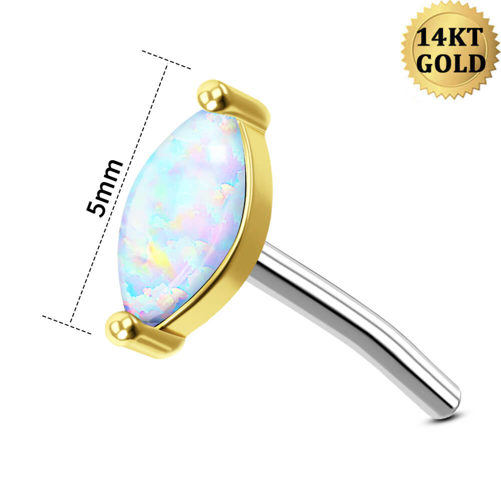 14k gold opal nose stud