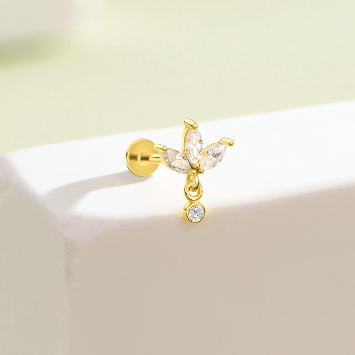 14k solid gold lotus flower nose stud