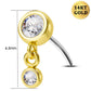 14K Solid Gold 16G Elegant CZ Bezel Push Pin Earing Stud