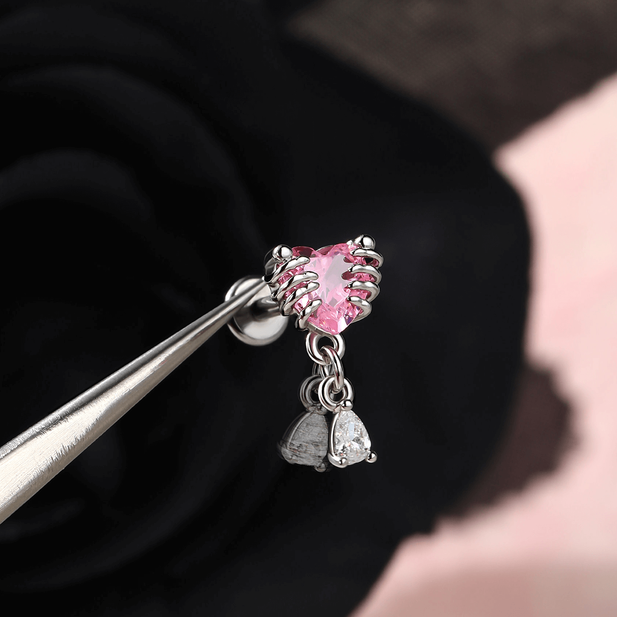 dangle heart cartilage earring