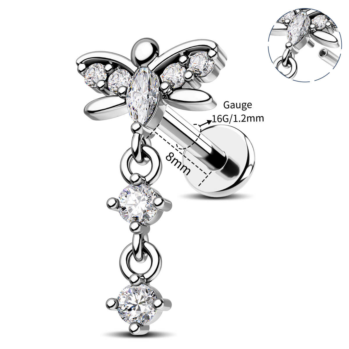 16g dragonfly cartilage earring