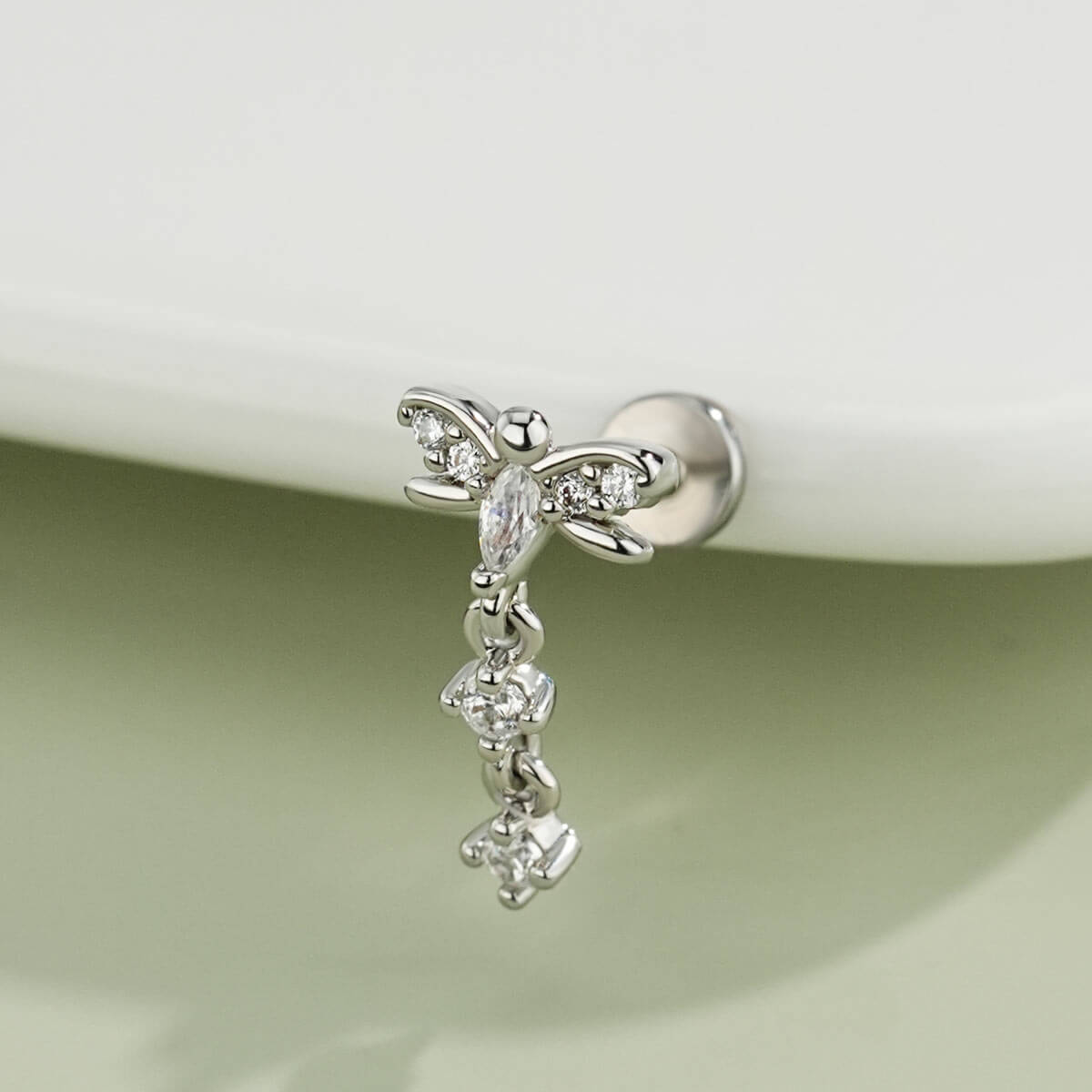 flat back dragonfly cartilage earring