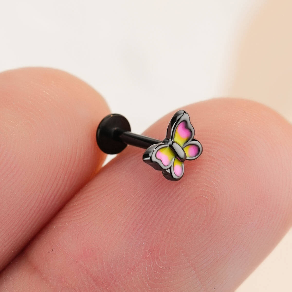 black butterfly cartilage earring