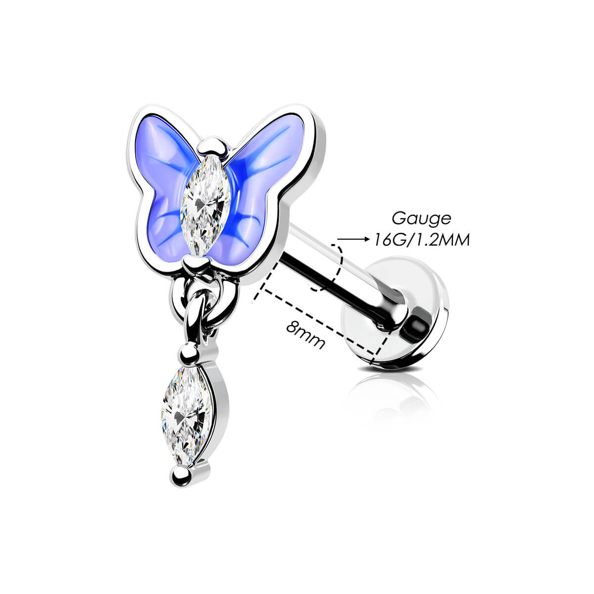 16g butterfly cartilage earring